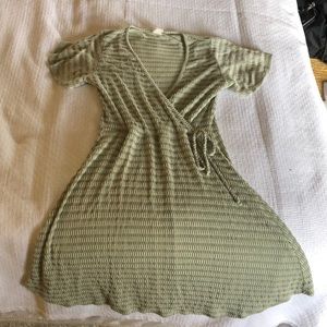 Green and white spring dress